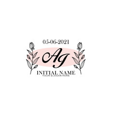 AI Initial letter handwriting and signature logo. Beauty vector initial logo .Fashion  boutique  floral and botanical