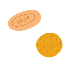 Solid soap and shampoo in cartoon flat style isolated on white background. Vector illustration of zero waste eco friendly bath accessories