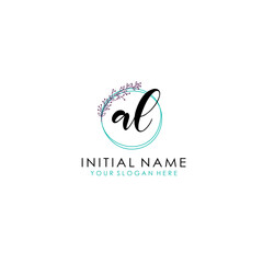 AL Initial letter handwriting and signature logo. Beauty vector initial logo .Fashion  boutique  floral and botanical