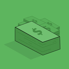 green bundle of money dollars on a green background vector illustration eps 10