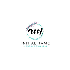 AM Initial letter handwriting and signature logo. Beauty vector initial logo .Fashion  boutique  floral and botanical