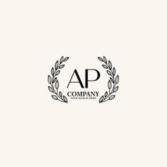 AP Beauty vector initial logo art  handwriting logo of initial signature, wedding, fashion, jewelry, boutique, floral