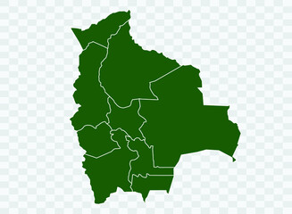 Fototapeta premium Bolivia map Green Color on White Backgound Png