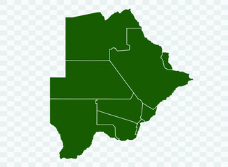 Botswana map Green Color on White Backgound Png