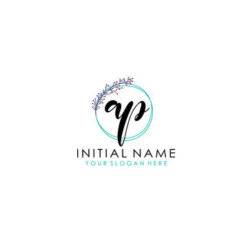 AP Initial letter handwriting and signature logo. Beauty vector initial logo .Fashion  boutique  floral and botanical