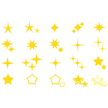 Stars vector icon of different shapes gold stars eps 10