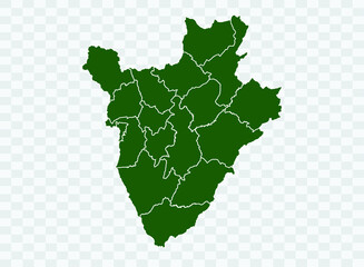 Burundi map Green Color on White Backgound Png