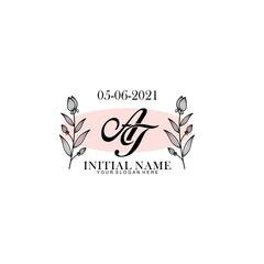 AT Initial letter handwriting and signature logo. Beauty vector initial logo .Fashion  boutique  floral and botanical