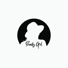 silhouette girl with hat vector