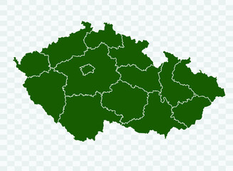 Czech Republic map Green Color on White Backgound Png