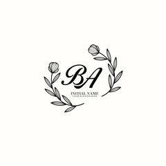 BA Initial letter handwriting and signature logo. Beauty vector initial logo .Fashion  boutique  floral and botanical