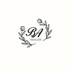 Obraz premium BA Initial letter handwriting and signature logo. Beauty vector initial logo .Fashion boutique floral and botanical