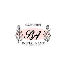 BA Initial letter handwriting and signature logo. Beauty vector initial logo .Fashion  boutique  floral and botanical