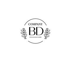 BD Beauty vector initial logo art  handwriting logo of initial signature  wedding  fashion  jewerly  boutique  floral
