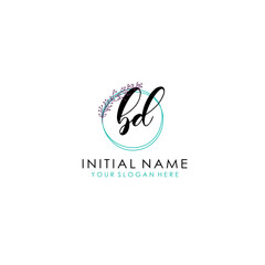 BD Initial letter handwriting and signature logo. Beauty vector initial logo .Fashion  boutique  floral and botanical