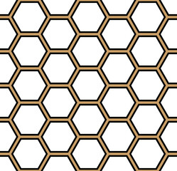 Seamless golden honeycomb pattern. Vector background hexagonal grid