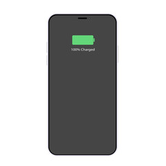phone charged with 100% battery vector icon