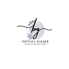 BG Luxury initial handwriting logo with flower template, logo for beauty, fashion, wedding, photography