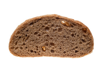 A piece of bread isolated on a white background, clipping path, no shadows.