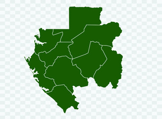 Gabon map Green Color on White Backgound Png
