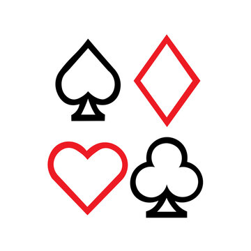 casino outlines suit playing cards eps 10
