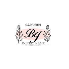 BJ Initial letter handwriting and signature logo. Beauty vector initial logo .Fashion  boutique  floral and botanical