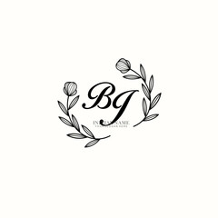 BJ Initial letter handwriting and signature logo. Beauty vector initial logo .Fashion  boutique  floral and botanical