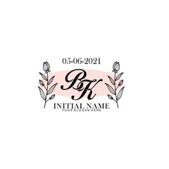 BK Initial letter handwriting and signature logo. Beauty vector initial logo .Fashion  boutique  floral and botanical