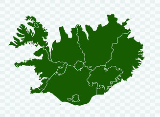 Iceland map Green Color on White Backgound Png