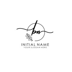 BN Luxury initial handwriting logo with flower template, logo for beauty, fashion, wedding, photography