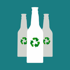 set recycling glass and plastic bottles conservation ecology vector icon eps10