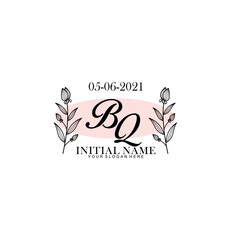 BQ Initial letter handwriting and signature logo. Beauty vector initial logo .Fashion  boutique  floral and botanical