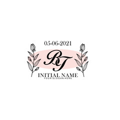 BT Initial letter handwriting and signature logo. Beauty vector initial logo .Fashion  boutique  floral and botanical