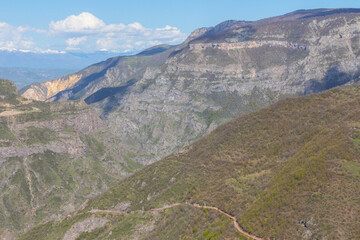 Naklejka premium View of the mountains near the Tatev Monastery in the spring. Armenia
