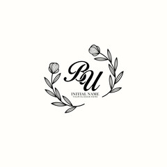 BU Initial letter handwriting and signature logo. Beauty vector initial logo .Fashion  boutique  floral and botanical