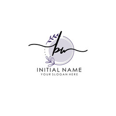BW Luxury initial handwriting logo with flower template, logo for beauty, fashion, wedding, photography