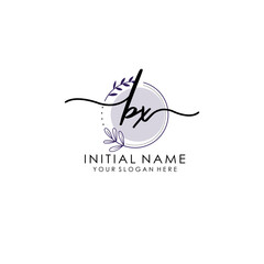 BX Luxury initial handwriting logo with flower template, logo for beauty, fashion, wedding, photography