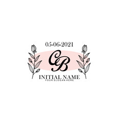 Obraz premium CB Initial letter handwriting and signature logo. Beauty vector initial logo .Fashion boutique floral and botanical