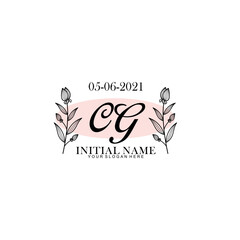 CG Initial letter handwriting and signature logo. Beauty vector initial logo .Fashion  boutique  floral and botanical