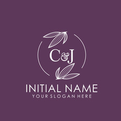 CJ Beauty vector initial logo art  handwriting logo of initial signature, wedding, fashion, jewelry, boutique, floral