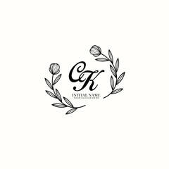 CK Initial letter handwriting and signature logo. Beauty vector initial logo .Fashion  boutique  floral and botanical
