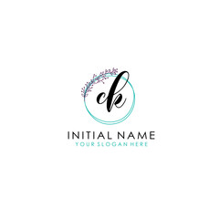 CK Initial letter handwriting and signature logo. Beauty vector initial logo .Fashion  boutique  floral and botanical