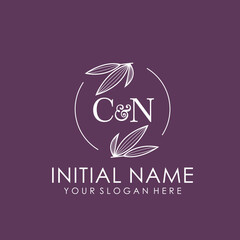CN Beauty vector initial logo art  handwriting logo of initial signature, wedding, fashion, jewelry, boutique, floral
