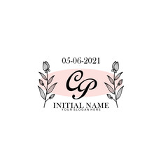 CP Initial letter handwriting and signature logo. Beauty vector initial logo .Fashion  boutique  floral and botanical