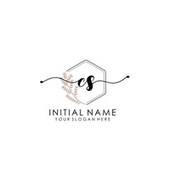 CS Luxury initial handwriting logo with flower template, logo for beauty, fashion, wedding, photography
