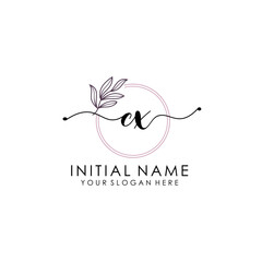 CX Luxury initial handwriting logo with flower template, logo for beauty, fashion, wedding, photography