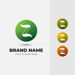 Letter Z Abstract Alphabet Natural Green Leaf Vector Logo Design