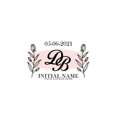 DB Initial letter handwriting and signature logo. Beauty vector initial logo .Fashion  boutique  floral and botanical