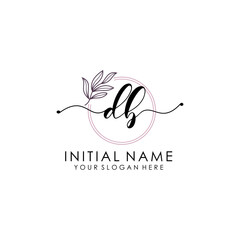 DB Luxury initial handwriting logo with flower template, logo for beauty, fashion, wedding, photography