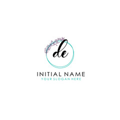 DE Initial letter handwriting and signature logo. Beauty vector initial logo .Fashion  boutique  floral and botanical